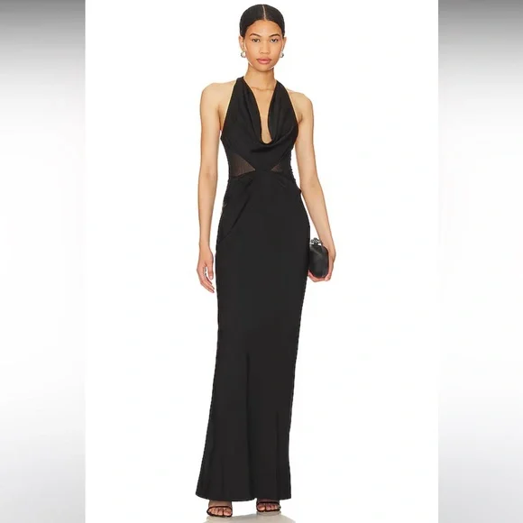 NWT h:ours Grecia Maxi Dress in Black Size Small - Picture 1 of 6